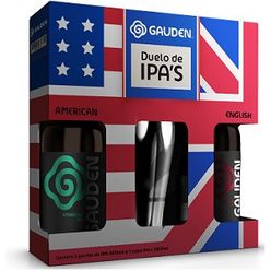 Kit GAUDEN Cerveja Duelo de Ipa´s American/English com 2 unidades 600ml + 1 Copo