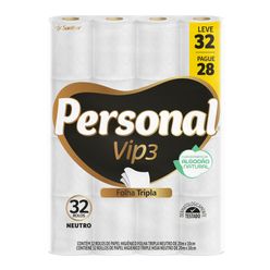 Papel Higiênico PERSONAL Vip3 Folha Tripla 20 Metros Leve 32 Pague 28