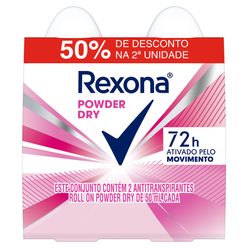 Desodorante REXONA Powder Dry Feminino Roll On 50ml 50% na Segunda Unidade