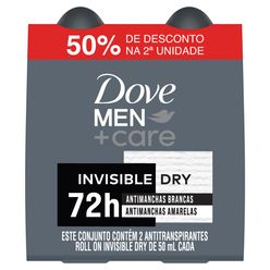 Desodorante DOVE Men + Care Invisible Dry 72h 50ml 50% na Segunda Unidade