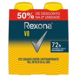 Desodorante REXONA V8 Roll On 50ml 50% na Segunda Unidade