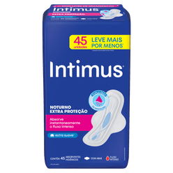 Absorvente Higiênico INTIMUS Noturno Extra Proteção com Abas com 45 unidades Leve Mais Por Menos