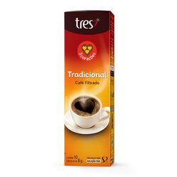 Café TRES Filtrado Tradicional com 10 Cápsulas 75g