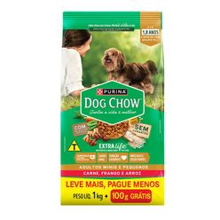 Ração DOG CHOW para Cães Adulto Raças Mini Pague 1kg Leve mais 100G