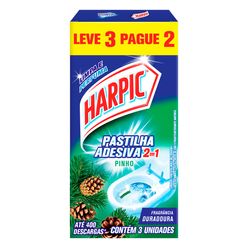 HARPIC Limpador e Aromatizador Sanitário Pastilha Adesiva Power 2 em 1 Pinho 3 unidades -  Leve 3 Pague 2