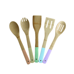 Kit de Utensílios Colors Bambu 30cm com 5 Peças - A\CASA