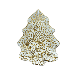 Prato Árvore Vidro Dourado 30x23cm - A\CASA