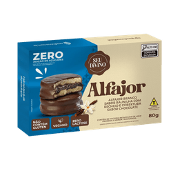 Alfajor SEU DIVINO Baunilha Coberto de Chocolate Zero Açúcares,Lactose,Glúten Vegano 80g