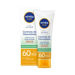 NIVEA SUN Protetor Solar Facial Beauty Expert Controle de Oleosidade Com Cor Média FPS 60 50g