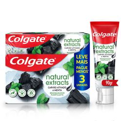 Creme Dental COLGATE Natural Extracts Carvão Ativado e Menta 90g 3 unidades