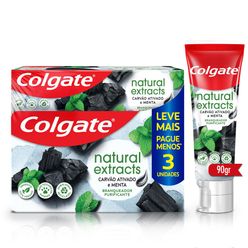 Creme Dental COLGATE Natural Extracts Carvão Ativado e Menta 4 Unidades de 90g