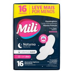 Absorvente Higiênico MILI Suave Noturno com Abas com 16 unidades Leve Mais Por Menos