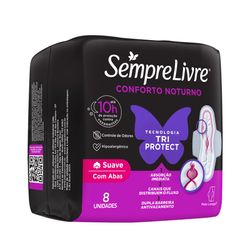 Absorvente Higiênico SEMPRE LIVRE Conforto Noturno Tri Protect Suave com Abas com 8 Unidades