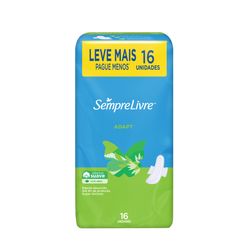 Absorvente Higiênico SEMPRE LIVRE Adapt Com Abas Cobertura Suave com 16 Unidades Leve Mais Pague Menos