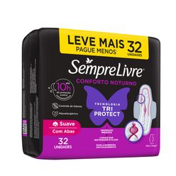 Absorvente Higiênico SEMPRE LIVRE Conforto Noturno Tri Protect Suave com Abas com 32 Unidades  Leve Mais Pague Menos