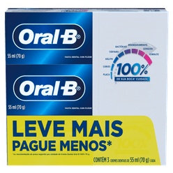 Creme Dental ORAL-B 100% 55ml com 3 unidades Leve Mais Pague Menos