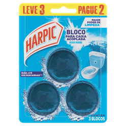 Desodorizador Sanitário HARPIC Bloco para Caixa Acoplada Acqua Marine Leve 3 Pague 2