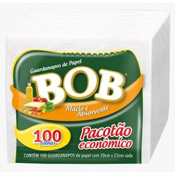 Guardanapo BOB Macio e Absorvente com 100 unidades 20cm X 23cm Pacotão Econômico