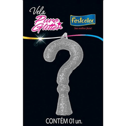 Vela FESTCOLOR Puro Glitter Parafina e Cera Interrogação Prata