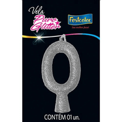 Vela FESTCOLOR Puro Glitter Parafina e Cera Prata N0