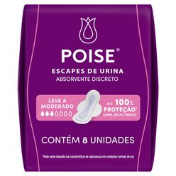 Absorvente Higiênico para Incontinência POISE Escapes de Urina Leve Moderado com 8 unidades