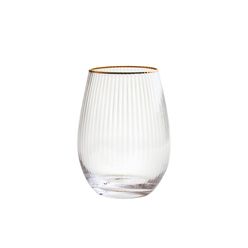 Copo Rib Vidro Transparente e Dourado 560ml - A\CASA