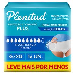 Roupa íntima Descartável Plenitud Protect Plus Incontinência Intensa G/xg Com 16 Unidades Super Pack