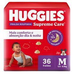 Fraldas Descartáveis HUGGIES Supreme Care Roupinha M com 36 unidades