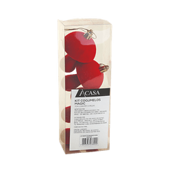 Kit de Enfeite Cogumelo Magic Madeira Vermelho 7cm com 4 Peças - A\CASA