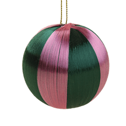 Bola Acetinada Stripe Joy Espuma Rosa e Verde 7cm - A\CASA
