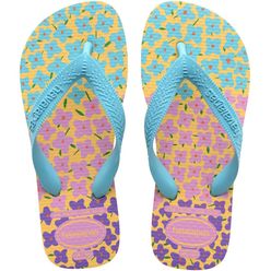 Sandália Infantil HAVAIANAS Flores 23/24 Amarelo Caja e Azul