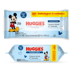 Toalhas Umedecidas HUGGIES Disney Baby com 120 unidades Embalagem Econômica