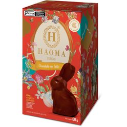 Coelho de Páscoa HAOMA Chocolate ao Leite Zero Adição de Açúcares 60g