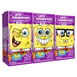 Leite Fermentado ELEGE Bob Esponja Uva Com 3 Unidades 480g