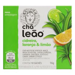 Chá LEÂO LEÂO Cidreira,Laranja e Limão Com 10 Sachês 16g