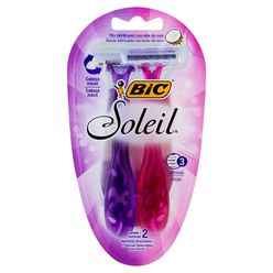 Aparelho Depilatório BIC Soleil 3 Lâminas com Cabeça Móvel Rosa e Roxo com 2 Unidades