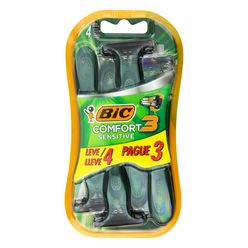 Aparelho de Barbear BIC Comfort 3 Sensitive Leve 4 Pague 3 Unidades