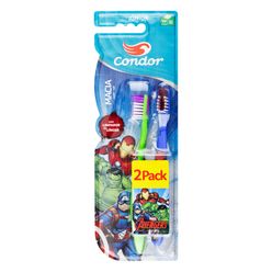 Escova Dental CONDOR Avengers Júnior Macia com Limpador de Língua com 2 Unidades Leve 2 Pague 1