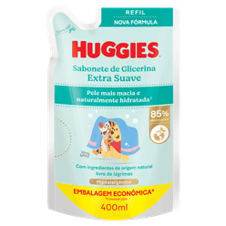 Sabonete Liquído HUGGIES Glicerina Extra Suave Refil 400ml Embalagem Econômica