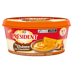 Requeijão Cremoso PRESIDENT La Crème Cheddar Queijo Cheddar 200g