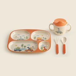 Kit Alimentação A\BABY Bambu Dinossauro com 4 Peças