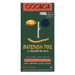 Chocolate COOKOA Intenso 70% com Áçúcar de Coco sem Lácteos e Glúten 72g