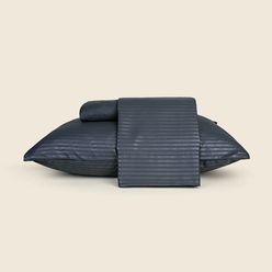 Jogo de Cama Solteiro Microfibra Stripe Preto - A\CASA