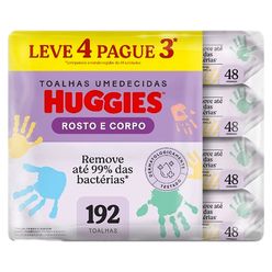 Toalhas Umedecidas HUGGIES Rosto e Corpo 4 Pacotes com 48 Toalhas cada Leve 4 Pague 3
