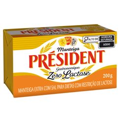 Manteiga PRESIDENT com Sal Zero Lactose 200g