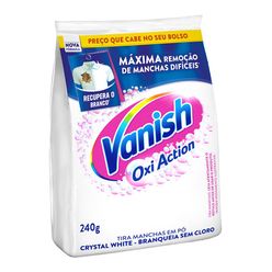 Tira Manchas VANISH em Pó Crystal White Oxi Action para roupas brancas Refil Econômico 240g