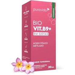 Suplemento Alimentar PURAVIDA Vit.b9+ Ácido Fólico Metilado Tangerina em Gotas 20ml