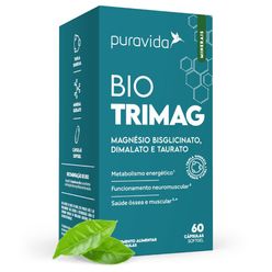 Suplemento Alimentar PURAVIDA Bio Trimag Magnésio Bisglicinato,Dimalato e Taurato 60 Cápsulas