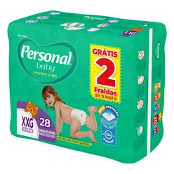 Fraldas Descartáveis PERSONAL Baby xxg com 28 unidades Grátis 2 Fraldas