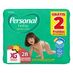 Fraldas Descartáveis PERSONAL Baby xg com 28 unidades Grátis 2 Fraldas